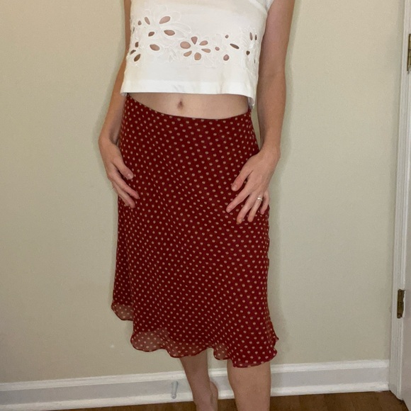 Ann Taylor Dresses & Skirts - Ann Taylor 100% Silk Red Polka Dot Skirt